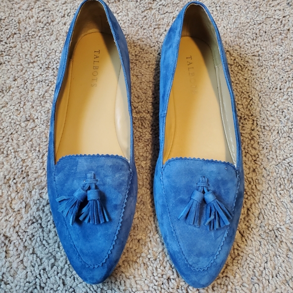 Talbots Blue Suede Women's Driving Loafers With Tassel Details Size 9 - Picture 1 of 13